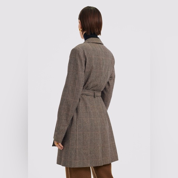 CO Belted Glen Plaid Longline Blazer Coat in Italian Wool - Size L - Picture 3 of 16